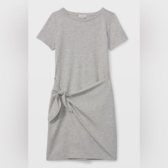 Club Monaco Twansia sheath crewneck short sleeve sarong accent midi dress. Small - Picture 1 of 8